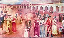 Criollos rejoice upon learning about the declaration of independence on 15 September 1821. Painting by Rafael Beltranena. Independenciacentroamerica2.jpg