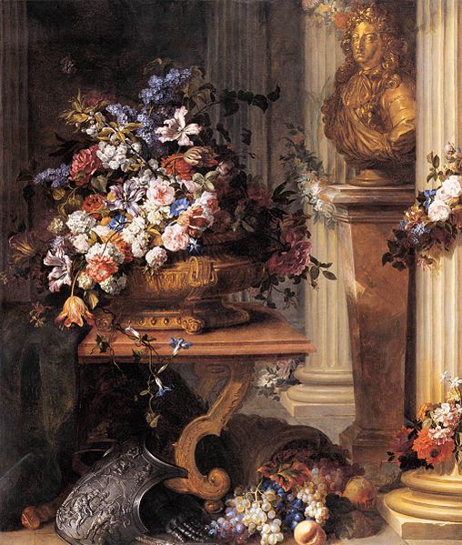 File:Jean-Baptiste Belin d. Ž. - Flowers in a Gold Vase, Bust of Louis XIV, Horn of Plenty and Armour - WGA01593.jpg