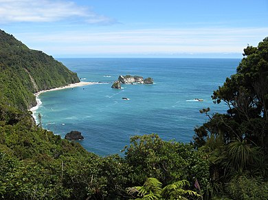 Rugged coastline of the West Coast Region of New Zealand Knights Point - Tasmanske more - panoramio.jpg
