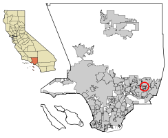 Location of Charter Oak in Los Angeles County, California.
