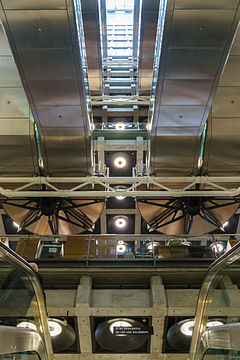 Ground floor lookup up at the escalators