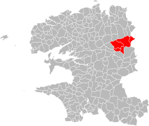 Location of the CC des Monts d'Arrée in the Finistère department