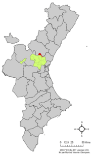 Localização do município de Gátova na Comunidade Valenciana