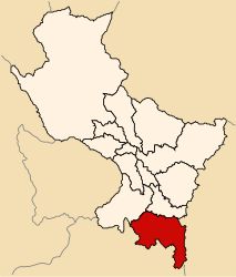 The Pallpata district is located in the east of the Espinar province (marked in red)