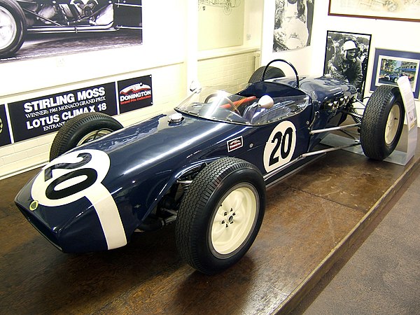 The Rob Walker Racing Lotus 18 which Stirling Moss drove to victory in the 1961 Monaco Grand Prix.