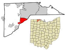 Az Ohio-i Lucas megyei beépített és be nem épített területek Maumee kiemelt.svg