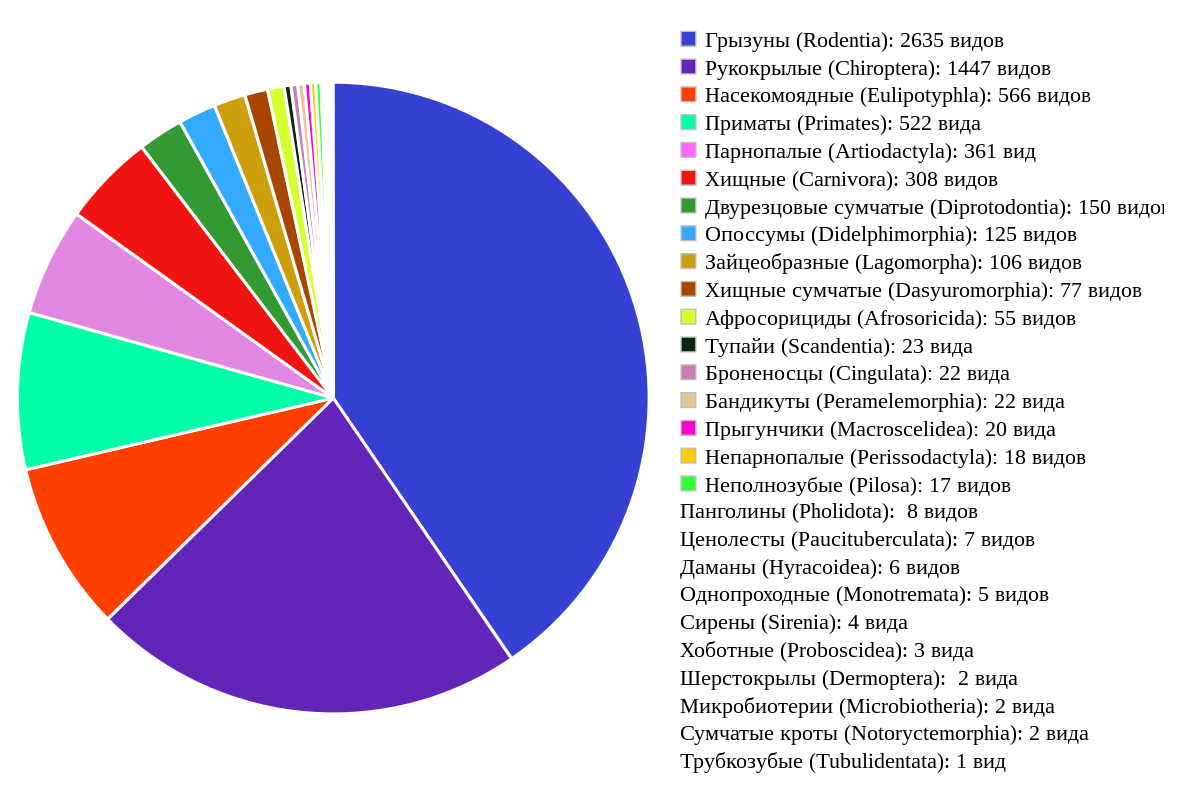 Chart 5. Диаграмма млекопитающих.