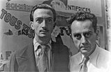 Salvador Dalí and Man Ray in Paris, on June 16, 1934, making "wild eyes" for photographer Carl Van Vechten