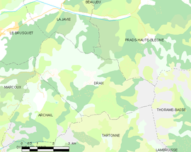 Mapa obce Draix