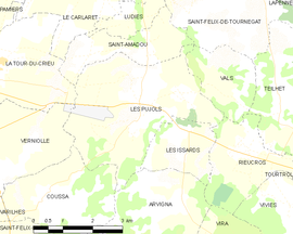 Mapa obce Les Pujols
