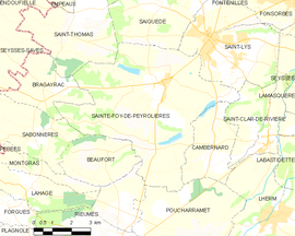 Mapa obce Sainte-Foy-de-Peyrolières