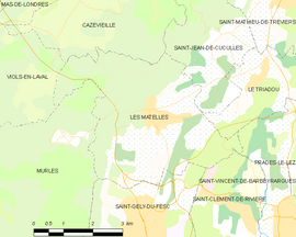 Mapa obce Les Matelles