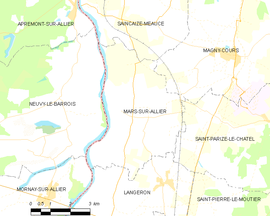 Mapa obce Mars-sur-Allier