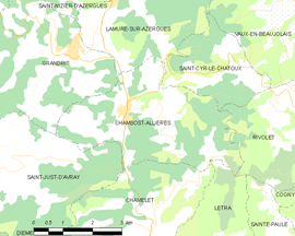 Mapa obce Chambost-Allières