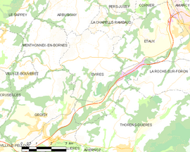 Mapa obce Évires