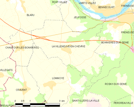 Mapa obce La Villeneuve-en-Chevrie
