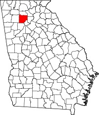 Округ Черокі на мапі штату Джорджія highlighting