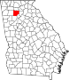 Harta statului Georgia indicând comitatul Cherokee