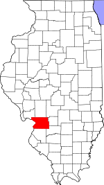 Карта штата Иллинойс с выделением округа Мэдисон 