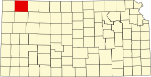 Karte von Kansas mit Hervorhebung von Rawlins County