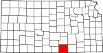 Mapa del estado que destaca el condado de Sumner