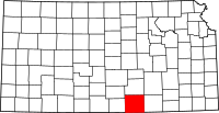 サムナー郡の位置を示したカンザス州の地図