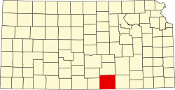 Karte von Sumner County innerhalb von Kansas