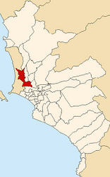 Location of the district in the province of Lima