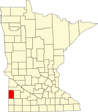 Map of Minesota highlighting Lincoln County