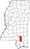 Map of Mississippi highlighting Forrest County.svg