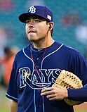 Moore pitching with the Tampa Bay Rays in 2012.