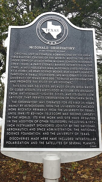 File:McDonald Observatory Historical Marker.jpg