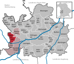 Läget för Medlingen i Landkreis Dillingen an der Donau