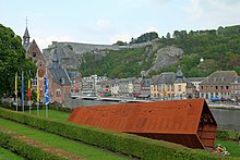 The centenary memorial (on the left bank of the Meuse) Memorial 1914 Dinant.jpg