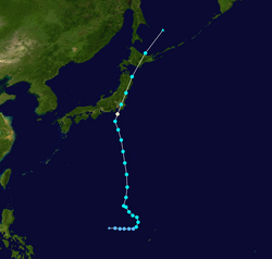 颱風蒲公英的路徑圖