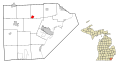 This map shows the incorporated and unincorporated areas in Monroe County, Michigan, highlighting Maybee in red. I created it in Inkscape using data from the US Census Bureau.