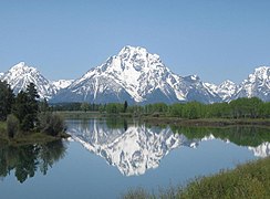 Mount Moran with the Snake River in the foreground