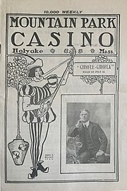 A playbill for a performance of French libretto Girofle-Girofla at the Mountain Park Casino, July 21, 1902 Mountain Park Casino playbill, (Holyoke, Massachusetts, July 21, 1902).jpg