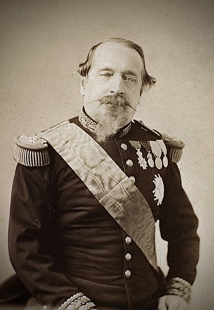 Joseph Le Jeune's photograph of Napoleon III in 1870s, looking weakened by his rapidly declining health.