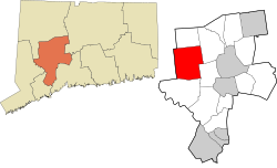 Woodbury's location within the Naugatuck Valley Planning Region and the state of Connecticut
