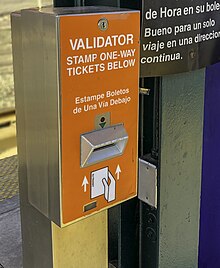 Ticket validator at a Newark Light Rail station Newark Light Rail Ticket Validator.jpg