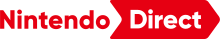 Logo for Nintendo Directs since 2017. The word "Nintendo" is in red, while the word "Direct" is white in a red arrow.