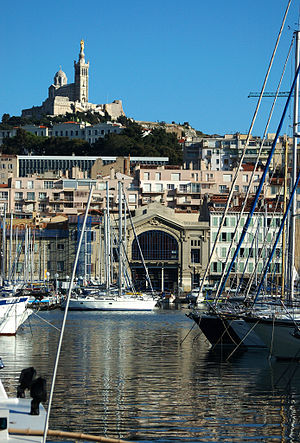 Notre-Dame de la Garde from the city hall of Marseille.jpg