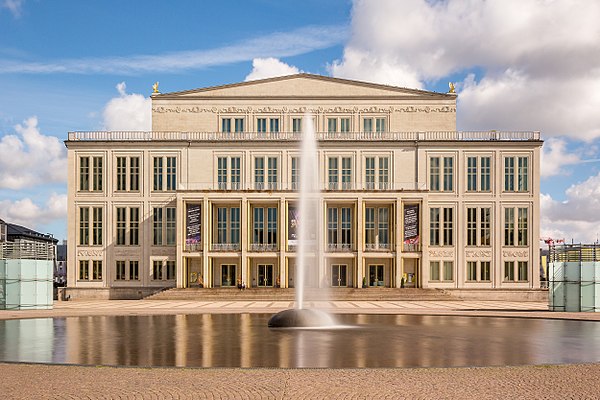 Frontage of Leipzig Opera building.