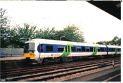 A Class 166 Networker Turbo unit at Oxford. Oxford Thames Turbo 166 class 2000.png