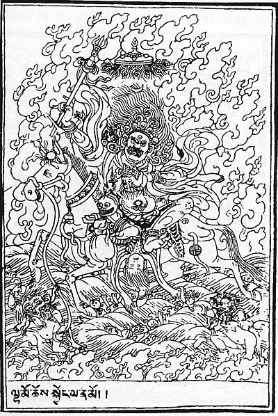 Palden Lhamo the goddess residing in the Holy Lake or Lhamo Latso