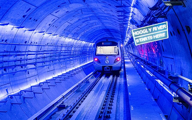 East–West tunnel section – part of Line 2 – of the Kolkata Metro under the river Hooghly River,