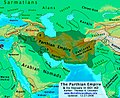 The extent of the Parthian Empire (shaded territory)