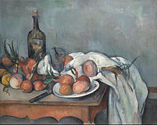 Bodegón: Bodegón con cebollas (1895-1900), de Paul Cézanne.