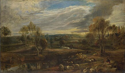 Avondlandschap met schapen en herder (1638-'40); National Galery te Londen
